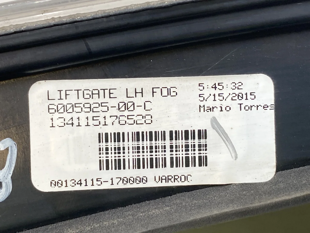 Tesla MODEL S 2013- Rear light, left, on tailgate (inner) view 3