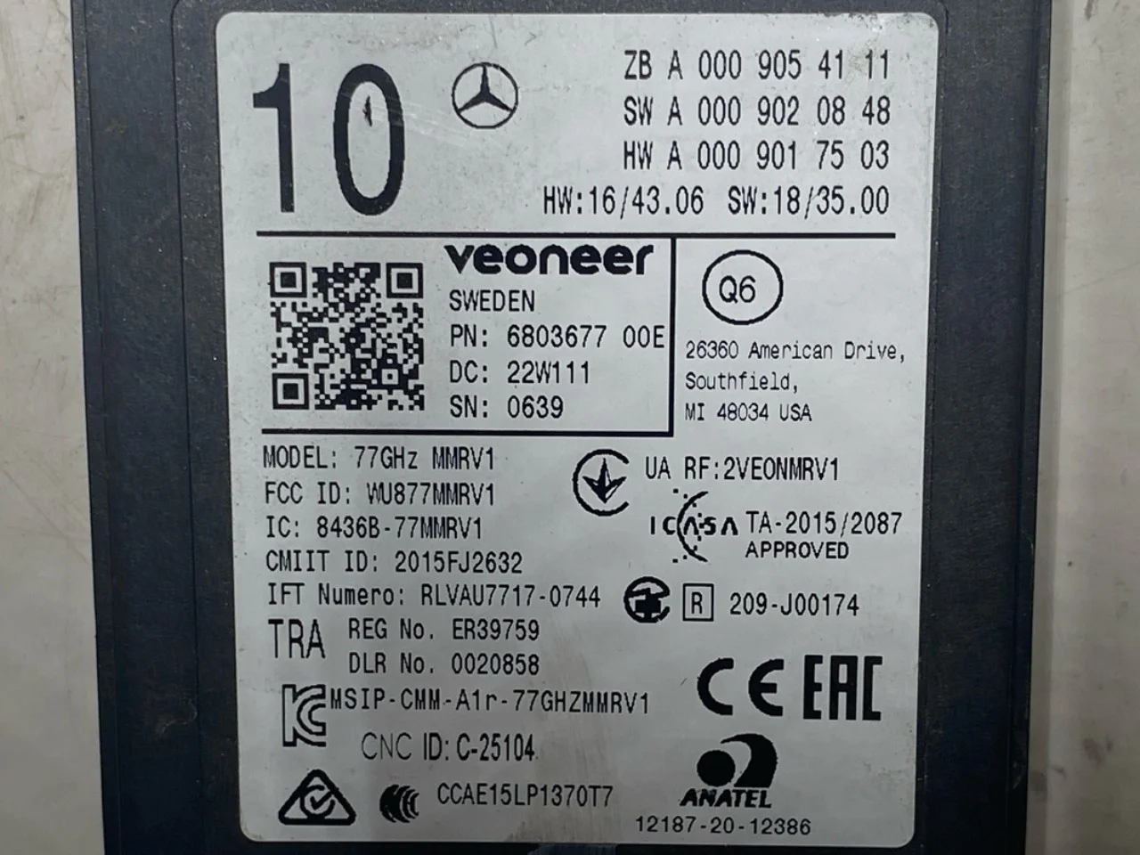 Mercedes EQA H243 2021- Senzor protecție activă la coliziune vedere 3