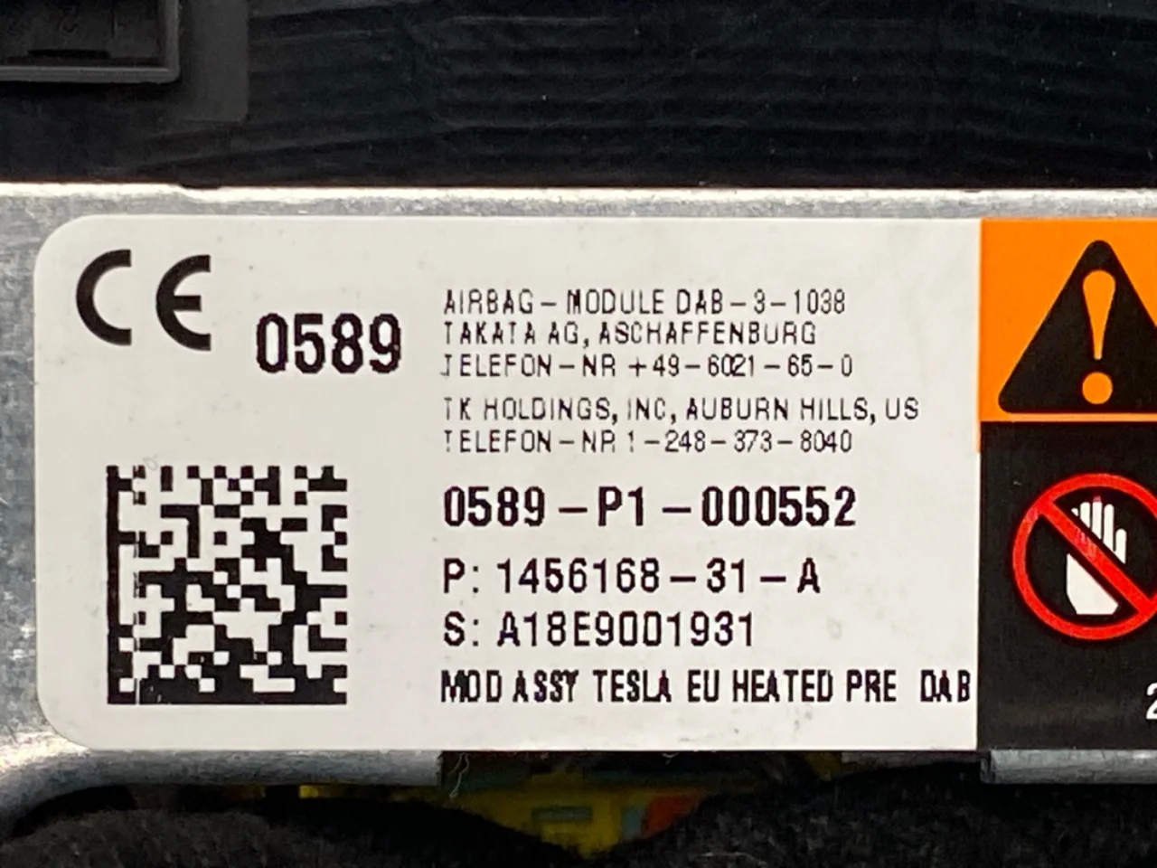 Tesla MODEL S 2013- Légzsák, kormánypárna nézet 4