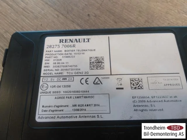 Renault ZOE/E- TECH 2013--> Vezérlőegység, egyéb vedere 3