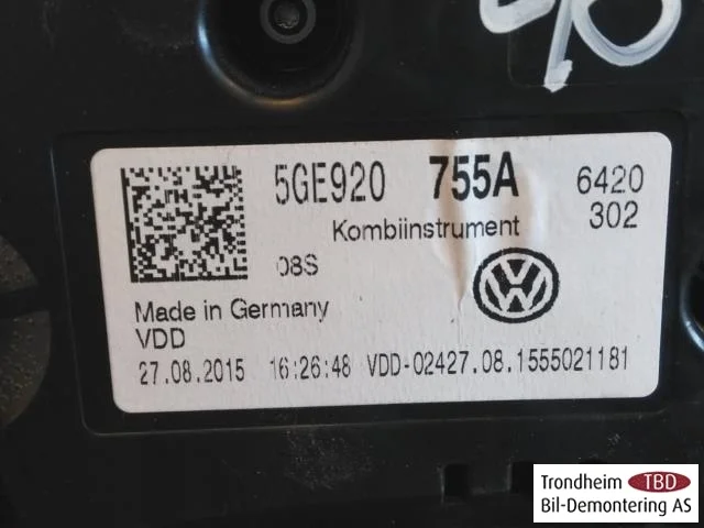 Volkswagen GOLF, E-GOLF VII 2013-20 Ceasuri bord complete vedere 3