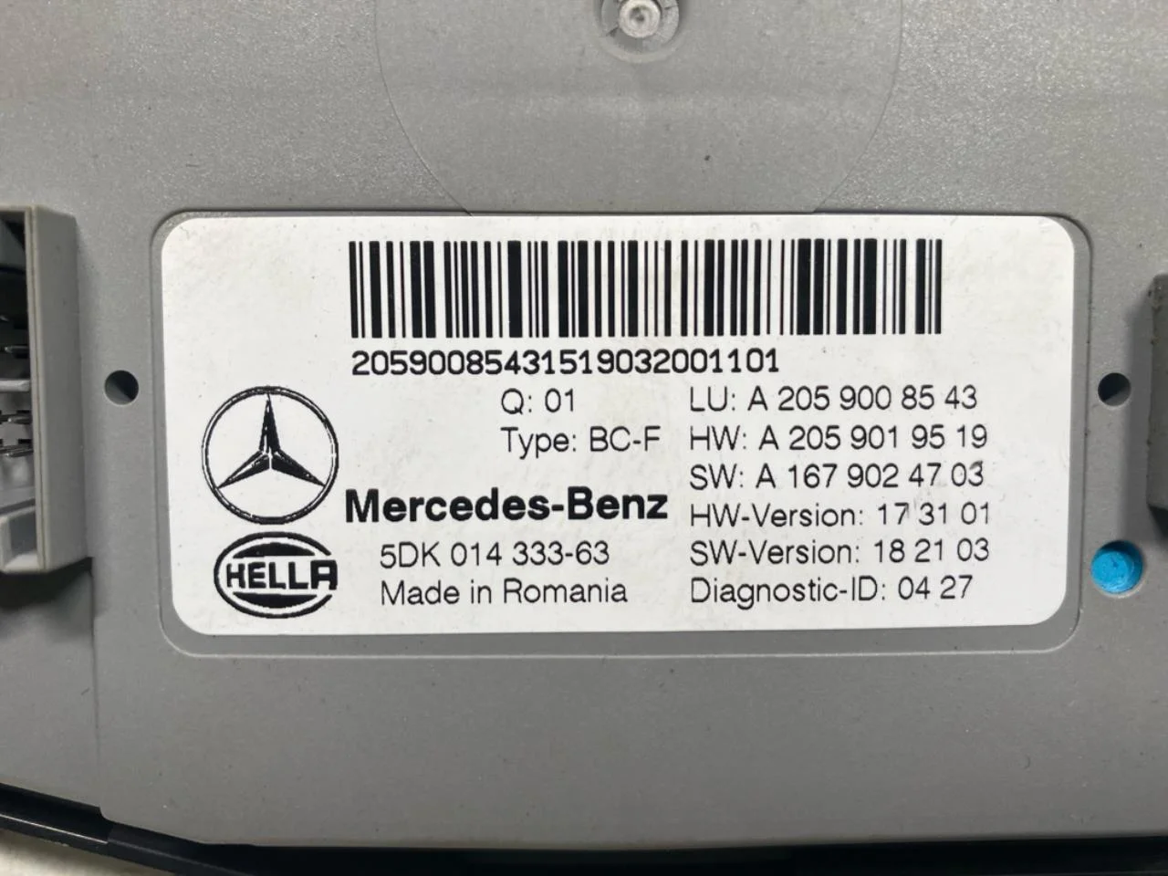 Mercedes EQC 2020- Vezérlőegység, egyéb nézet 3