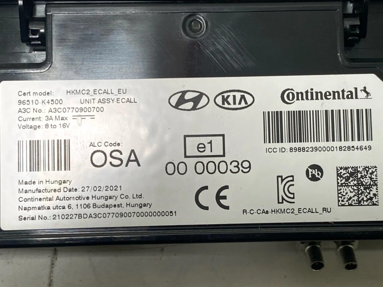 Hyundai KONA / ELECTRIC 2018-23 Vezérlőegység, egyéb nézet 3