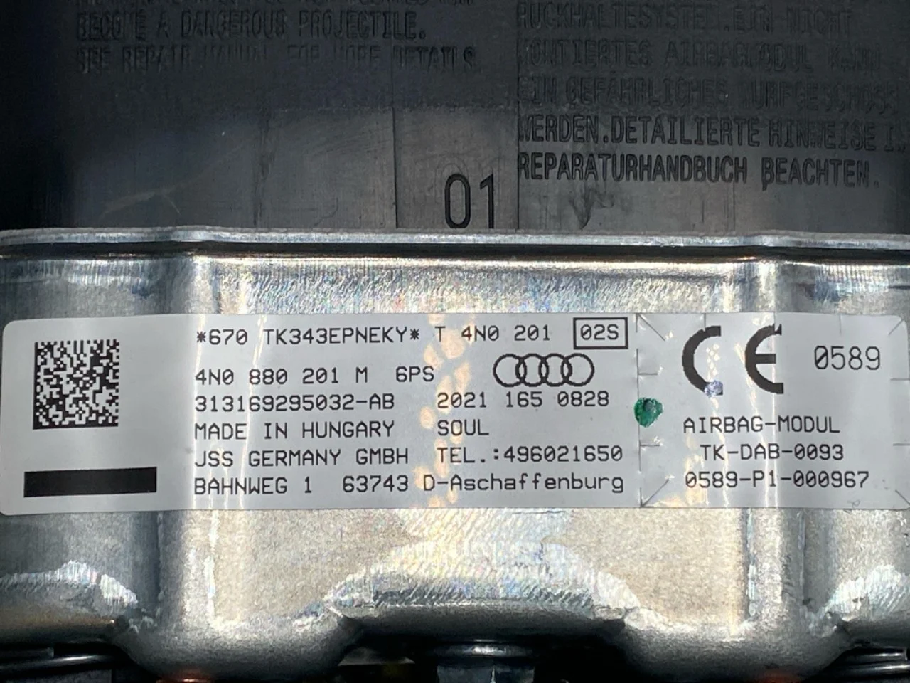 Audi E-TRON, S GE 2019- Légzsák, kormánypárna nézet 4