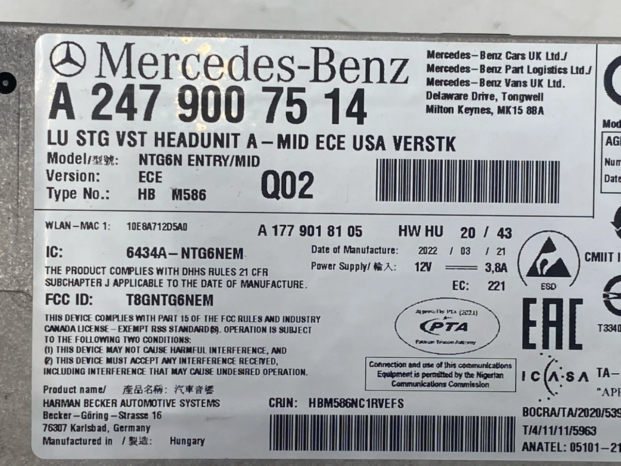 Mercedes EQA H243 2021- Navigație GPS vedere 3