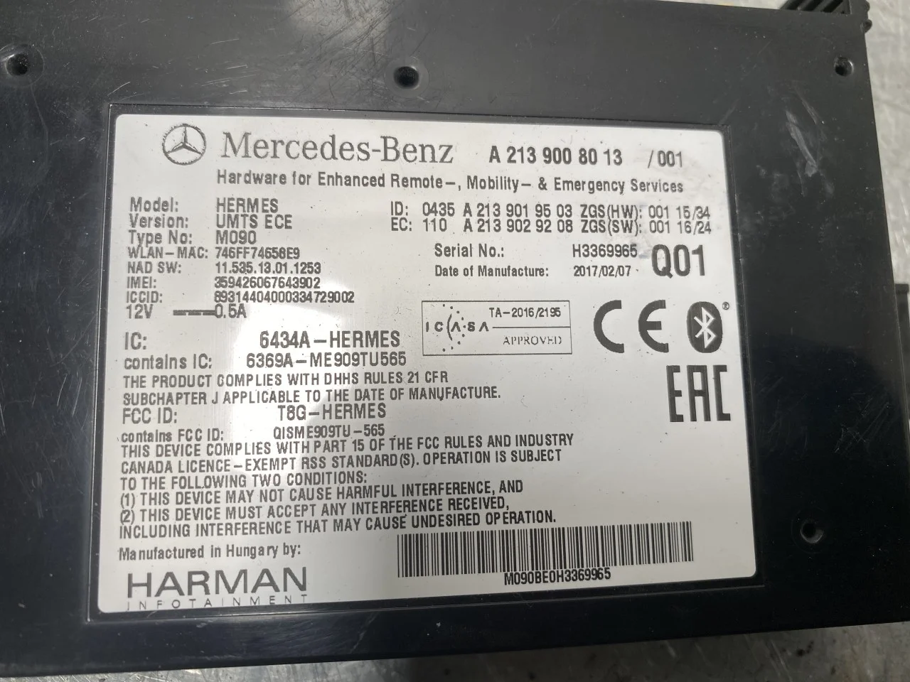 Mercedes B 180-200 W246/W242 2012-19 Control unit, Bluetooth view 2