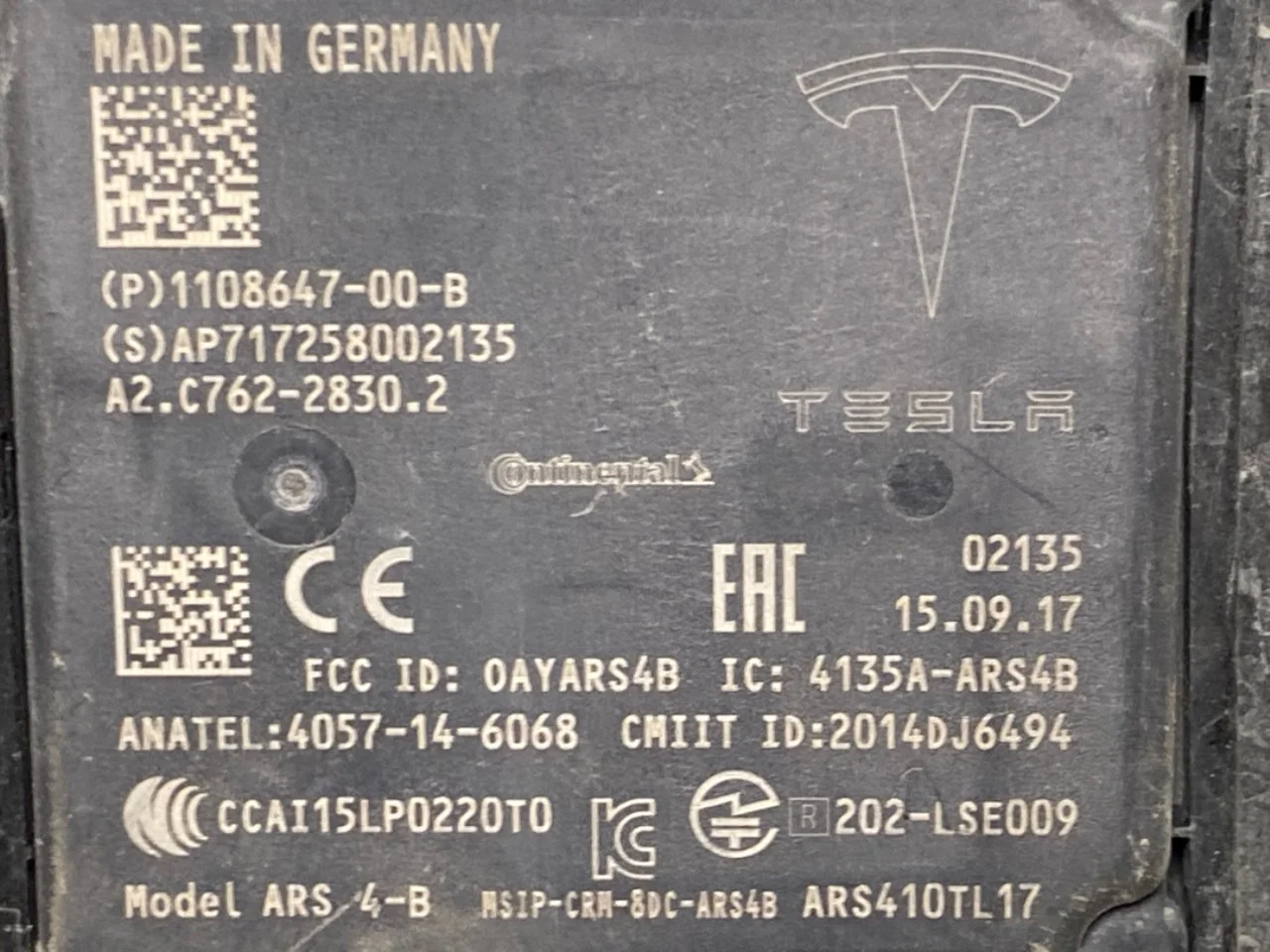 Tesla MODEL S 2013- Tempomat (adaptív) érzékelő nézet 3