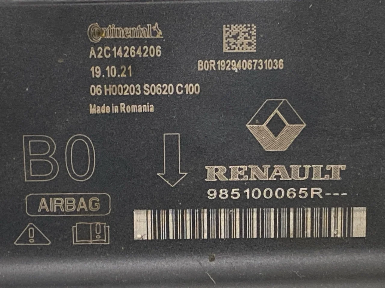 Renault ZOE/E- TECH 2013--> Légzsák elektronikai egység nézet 3