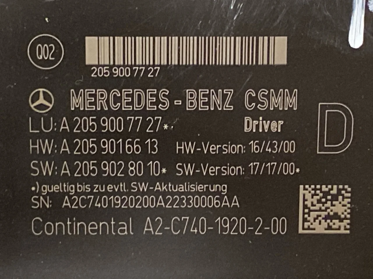 Mercedes EQC 2020- Vezérlőegység, ülésállítás nézet 3