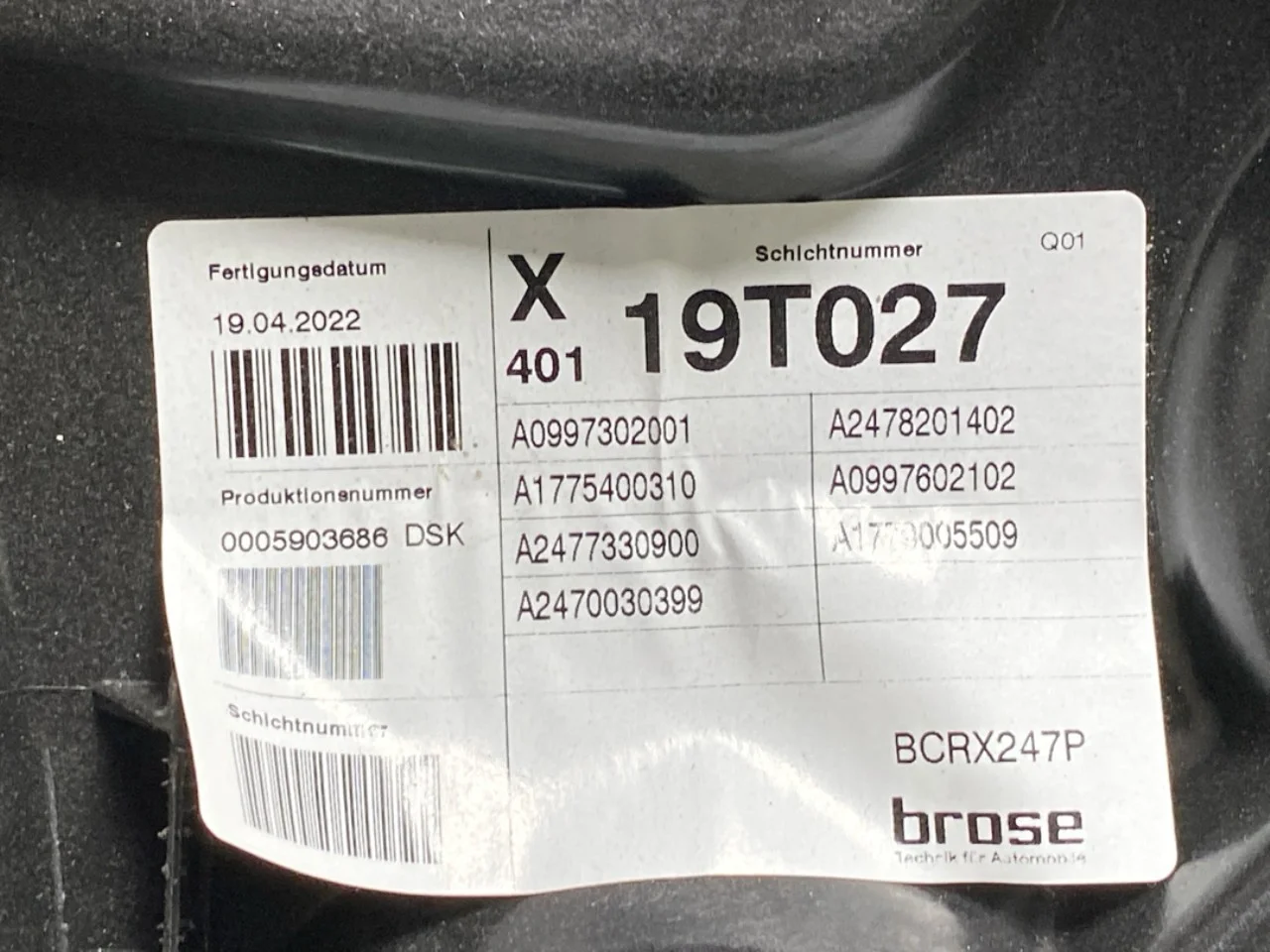 Mercedes EQB X243 2022- Electric window regulator, complete view 2