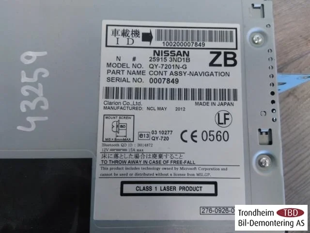 Nissan LEAF 2011-17 GPS navigáció nézet 3
