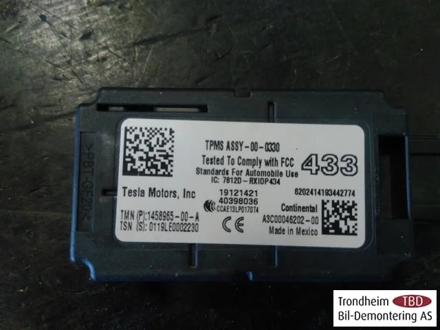 Tesla MODEL 3 2017--> TPMS érzékelő / keréknyomás-ellenőrző nézet 2