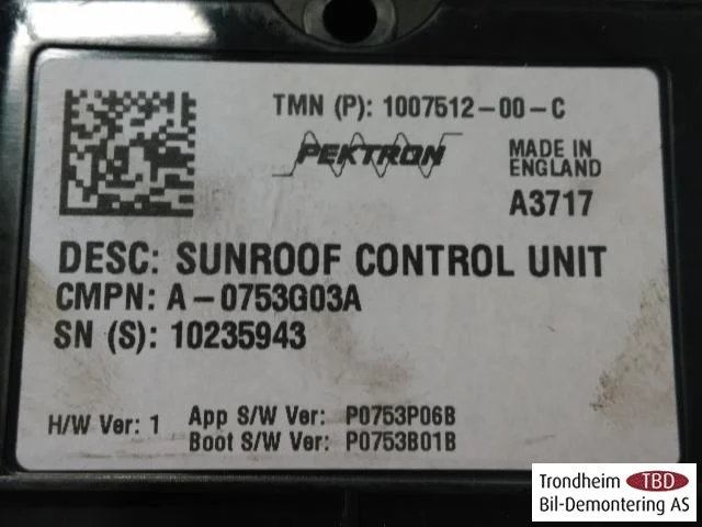 Tesla MODEL S 2013- Control unit, sunroof view 3