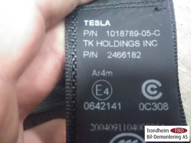 Tesla MODEL S 2013- Biztonsági öv, hátsó, jobb nézet 3