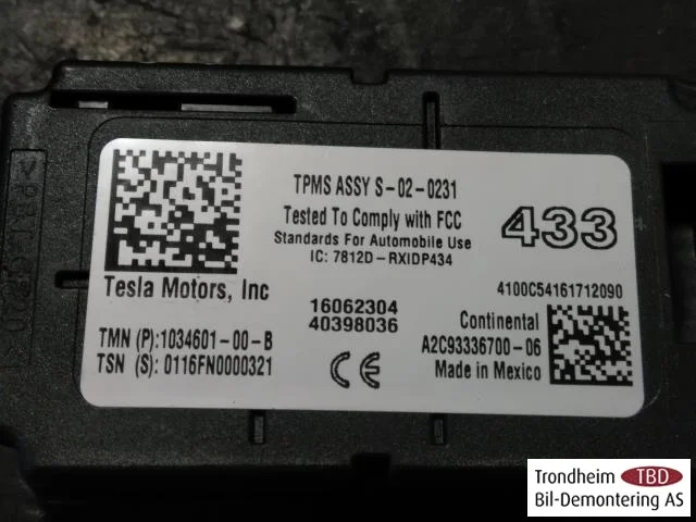 Tesla MODEL X 2016- TPMS érzékelő / keréknyomás-ellenőrző nézet 2