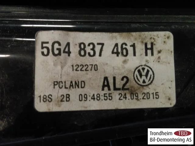 Volkswagen GOLF, E-GOLF VII 2013-20 Electric window regulator, complete view 3