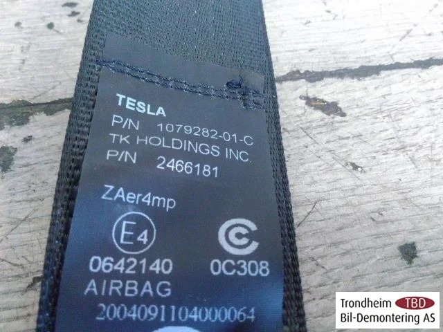 Tesla MODEL S 2013- Biztonsági öv, első, jobb nézet 3