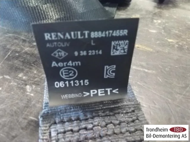 Renault ZOE/E- TECH 2013--> Biztonsági öv, hátsó, bal nézet 2