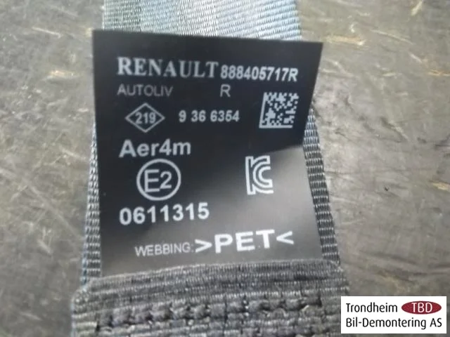 Renault ZOE/E- TECH 2013--> Biztonsági öv, hátsó, jobb nézet 2