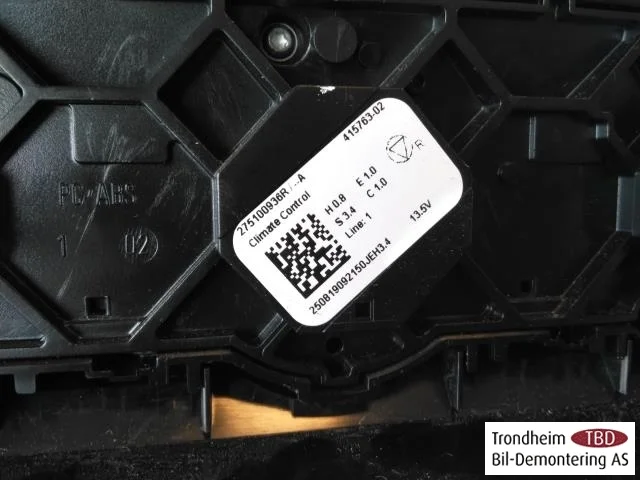 Renault ZOE/E- TECH 2013--> Heater control unit view 3