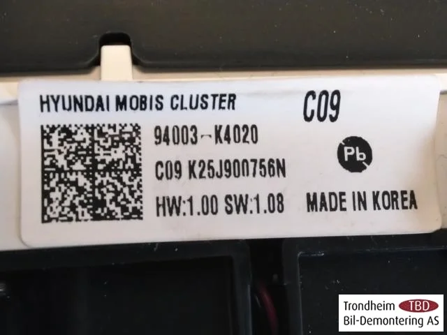 Hyundai KONA / ELECTRIC 2018-23 Instrument cluster assembly view 3