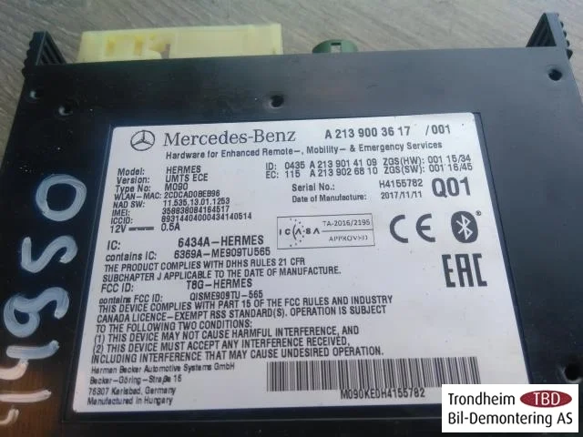 Mercedes GLC X253/C253 2015-22 Control unit, Bluetooth view 3
