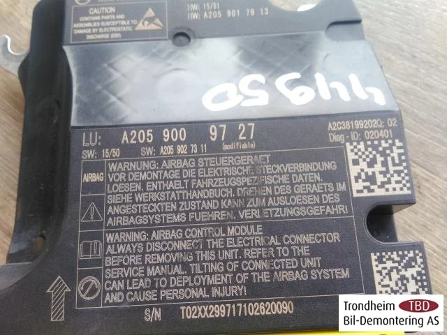 Mercedes GLC X253/C253 2015-22 Unitate electronică airbag vedere 3