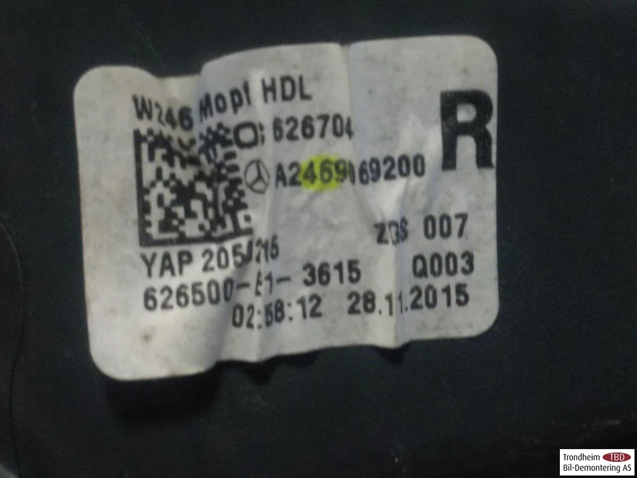 Mercedes B 180-200 W246/W242 2012-19 Hátsó lámpa, jobb, csomagtérajtón (belső) nézet 3