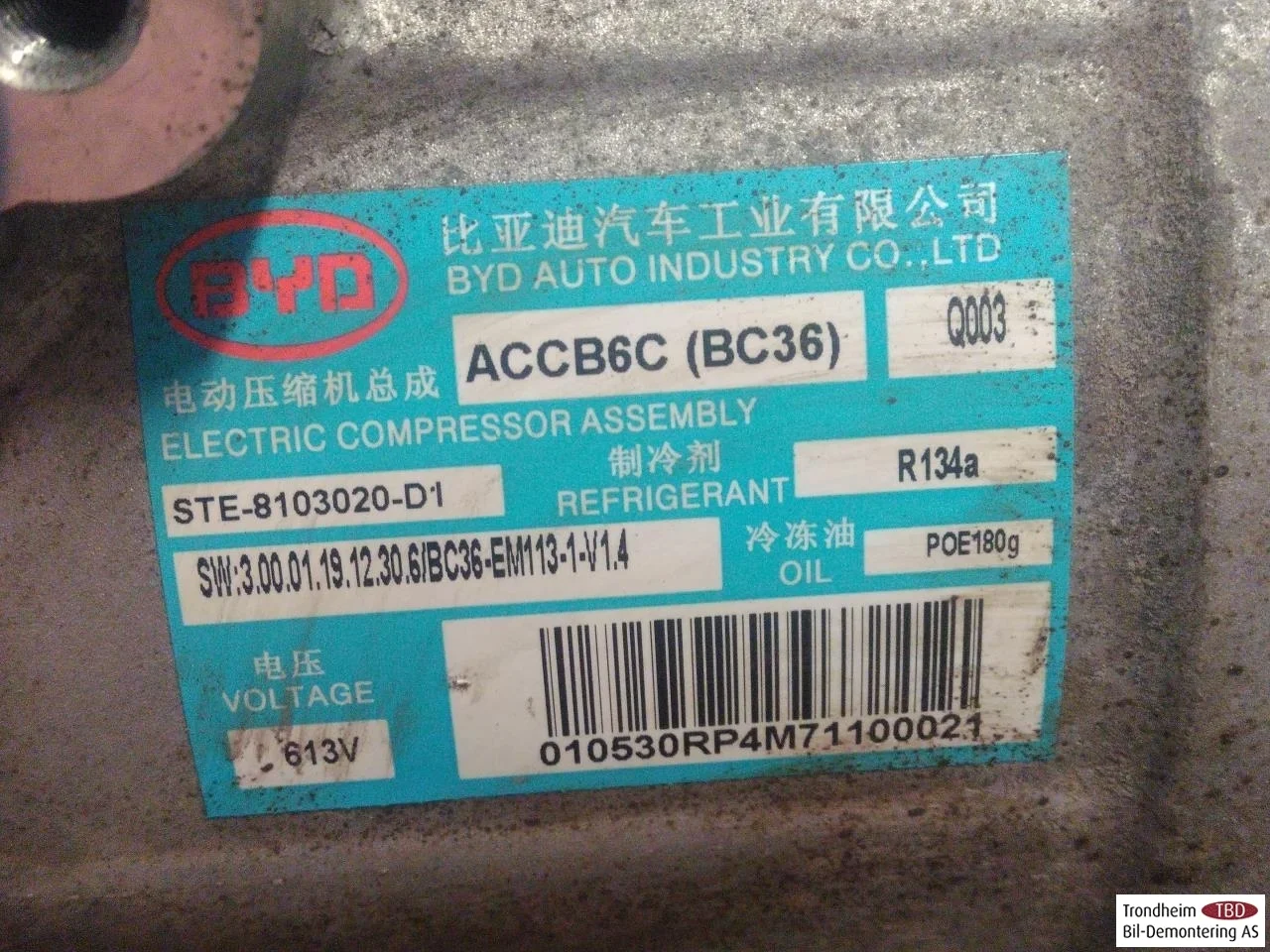 Byd TANG 2021->> Klímakompresszor nézet 3
