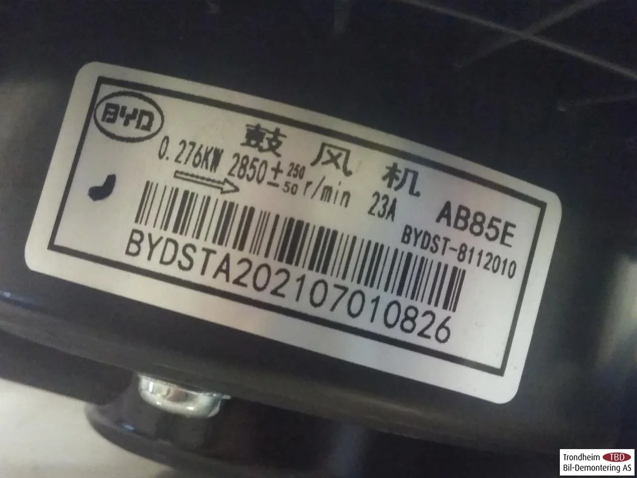 Byd TANG 2021->> Fűtésventilátor motor nézet 3