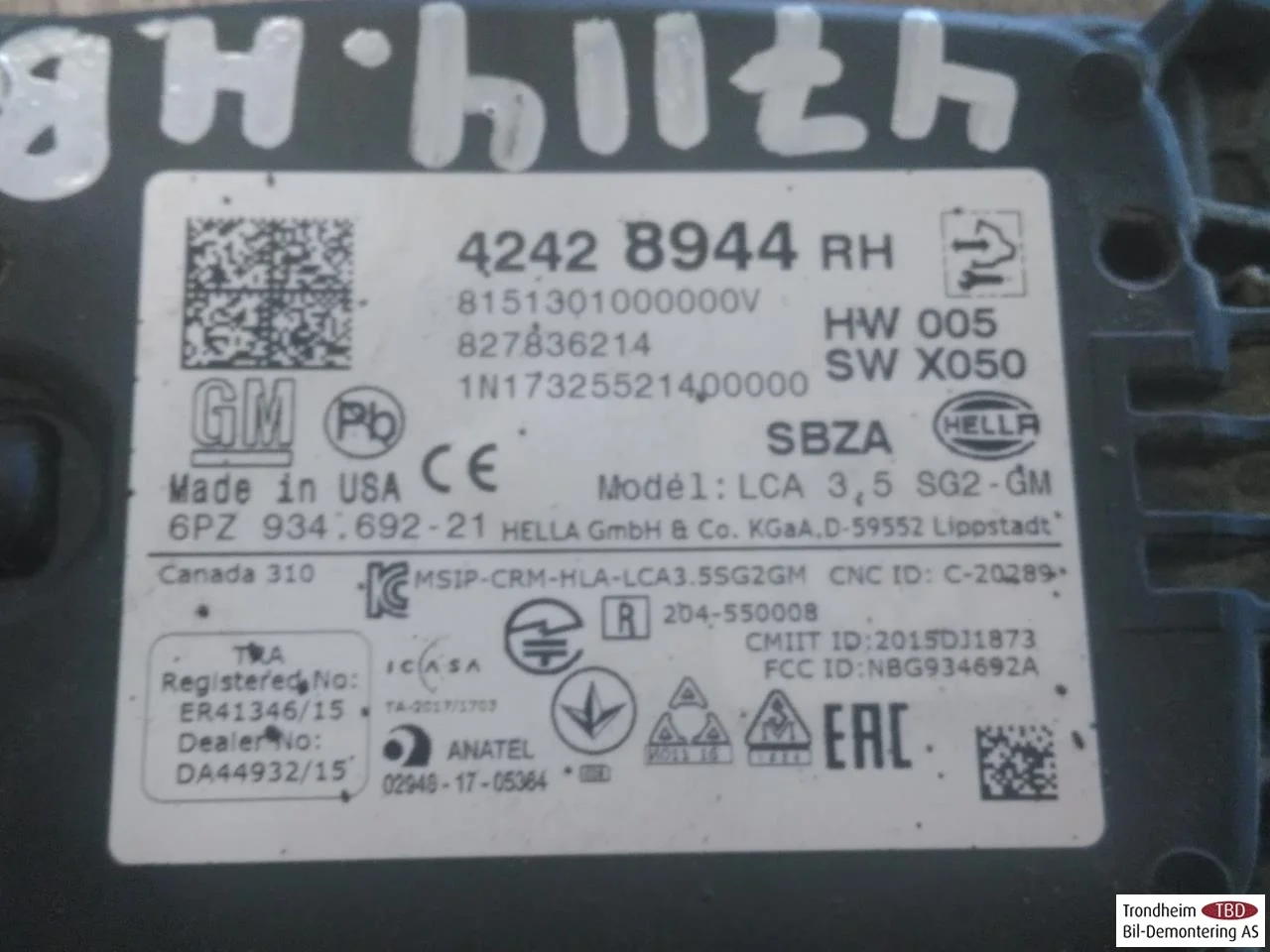 Opel / Vauxhall AMPERA-E 2017- Aktív ütközésvédelem érzékelő nézet 4