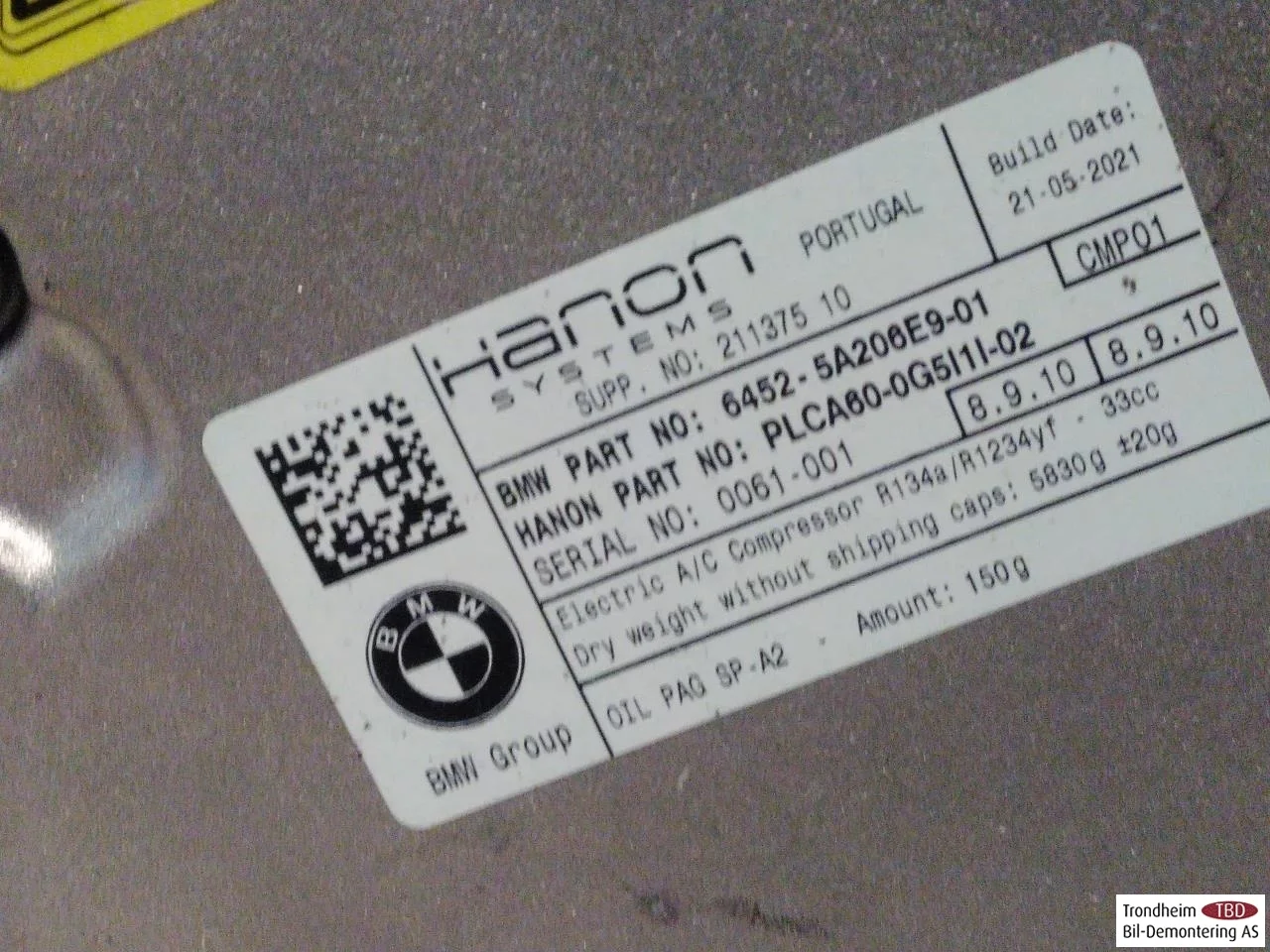 BMW IX3 G08 2021-25 Klímakompresszor nézet 4