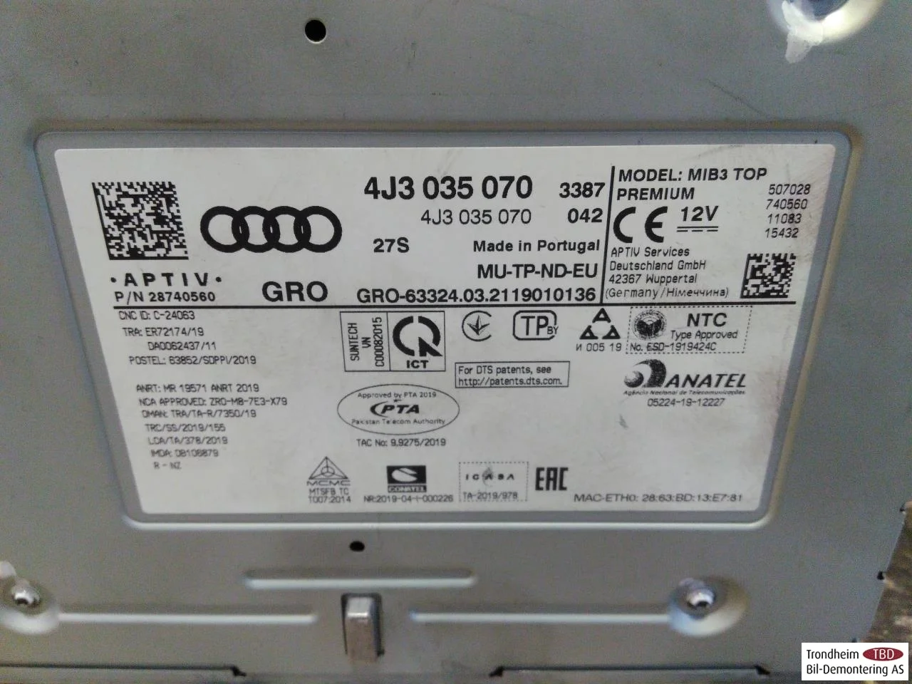 Audi E-TRON GT FW 2021- GPS navigáció nézet 3