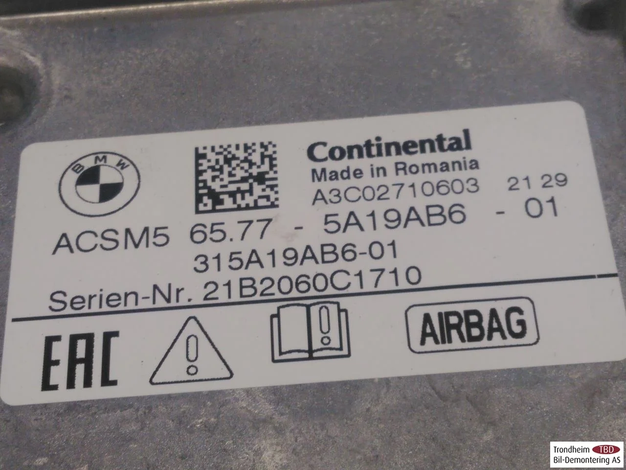 BMW IX3 G08 2021-25 Airbag control unit view 3