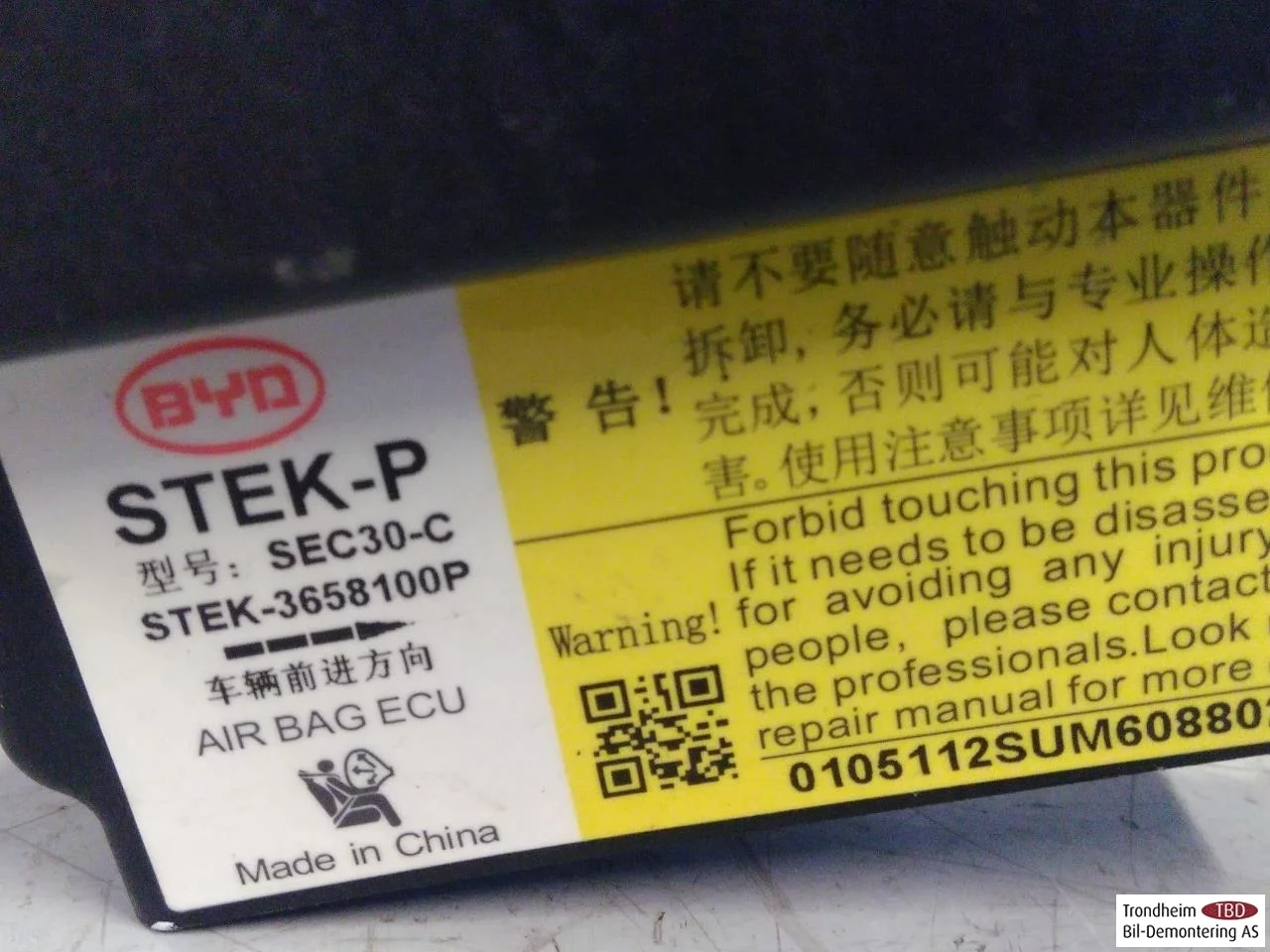 Byd TANG 2021->> Légzsák elektronikai egység nézet 3