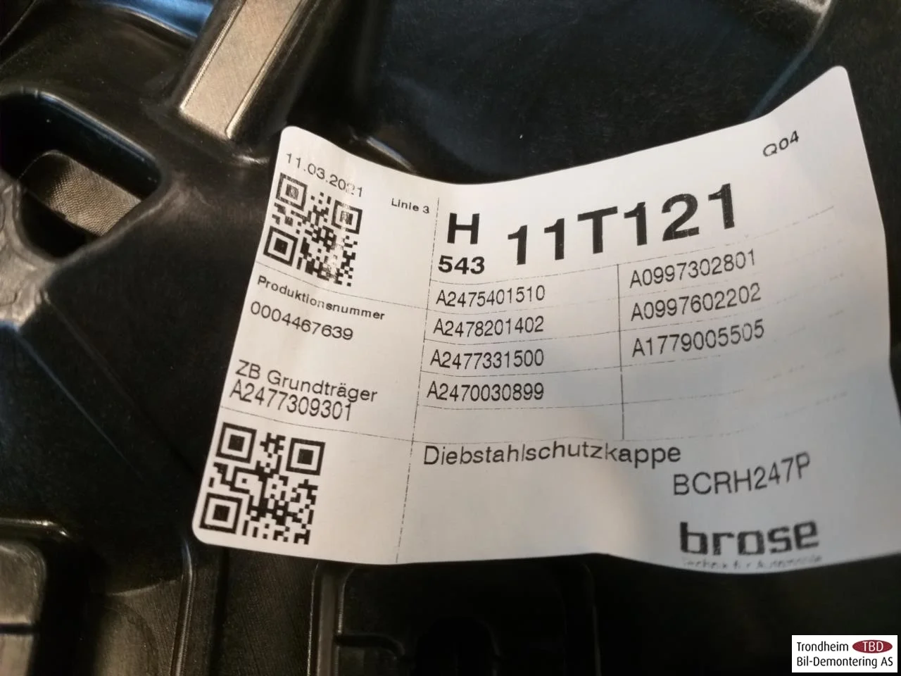 Mercedes EQA H243 2021- Macara geam electrică, completă vedere 3