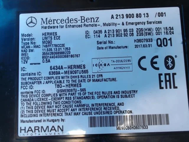Mercedes B 180-200 W246/W242 2012-19 Vezérlőegység, egyéb nézet 2
