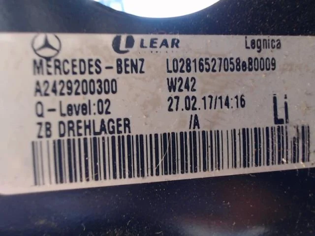 Mercedes B 180-200 W246/W242 2012-19 Hátsó ülés nézet 2
