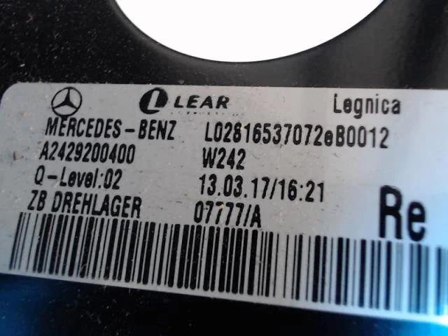 Mercedes B 180-200 W246/W242 2012-19 Hátsó ülés nézet 3