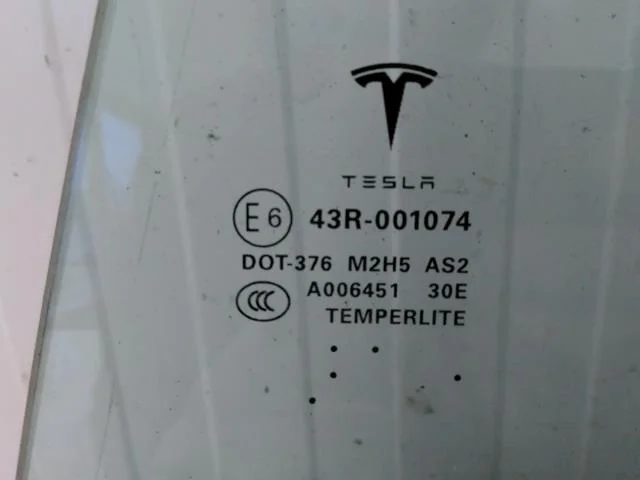 Tesla MODEL S 2013- Ajtóüveg, 4 ajtós, hátsó, bal nézet 2