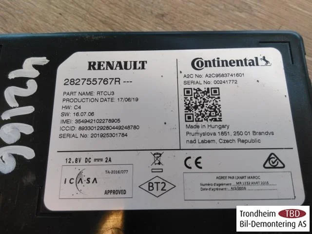 Renault ZOE/E- TECH 2013--> Vezérlőegység, egyéb nézet 3