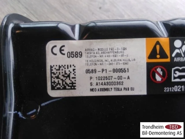 Tesla MODEL S 2013- Légzsák, utaspárna nézet 3