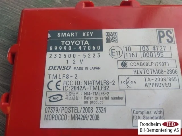 Toyota PRIUS ZVW30 2009-20 Vezérlőegység, kulcs nélküli rendszer nézet 2