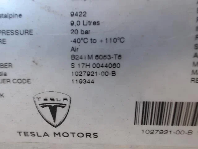 Tesla MODEL X 2016- Rezervor de presiune pentru suspensie pneumatică vedere 2