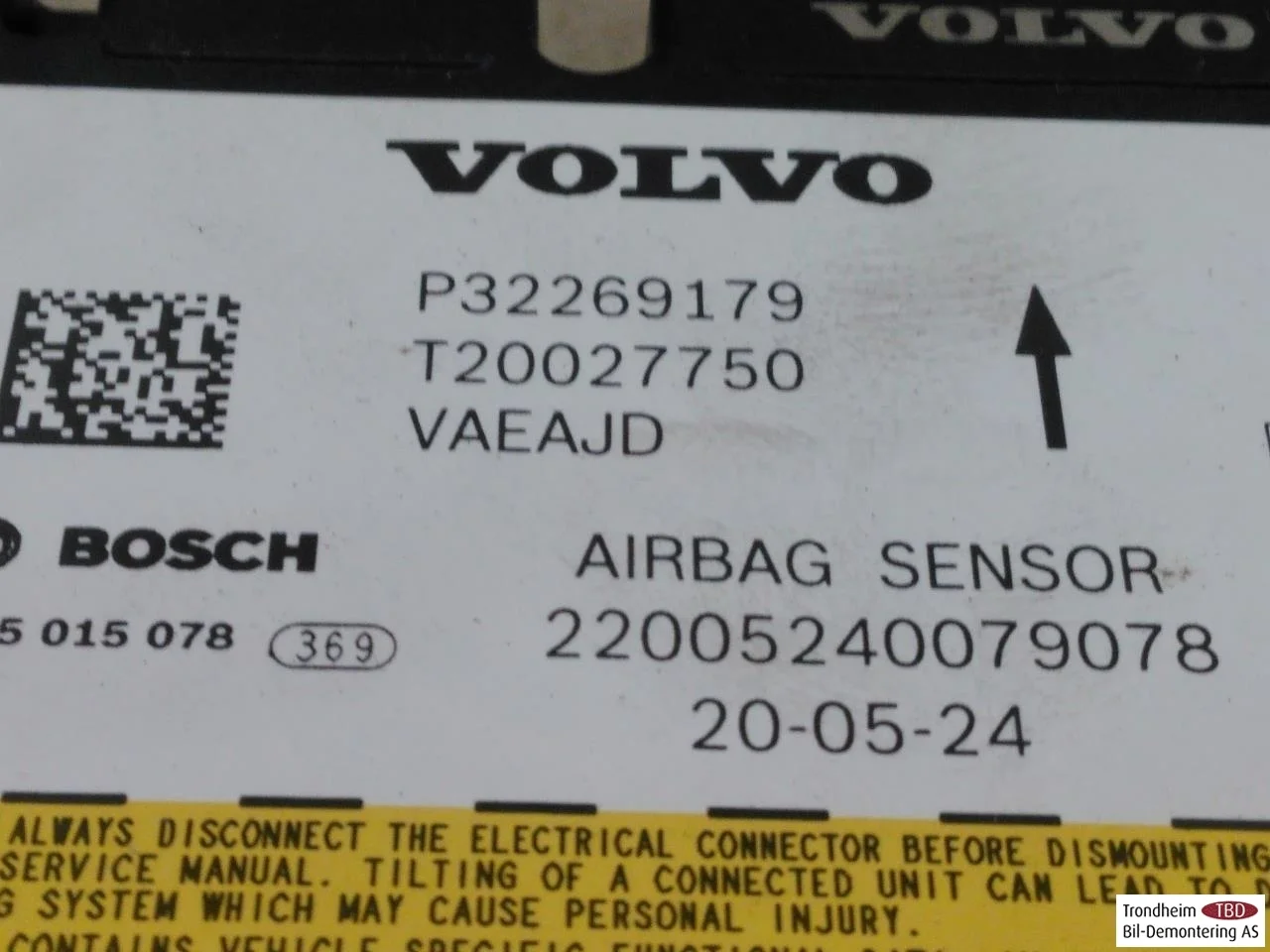 Polestar 2 2020- Airbag control unit view 3