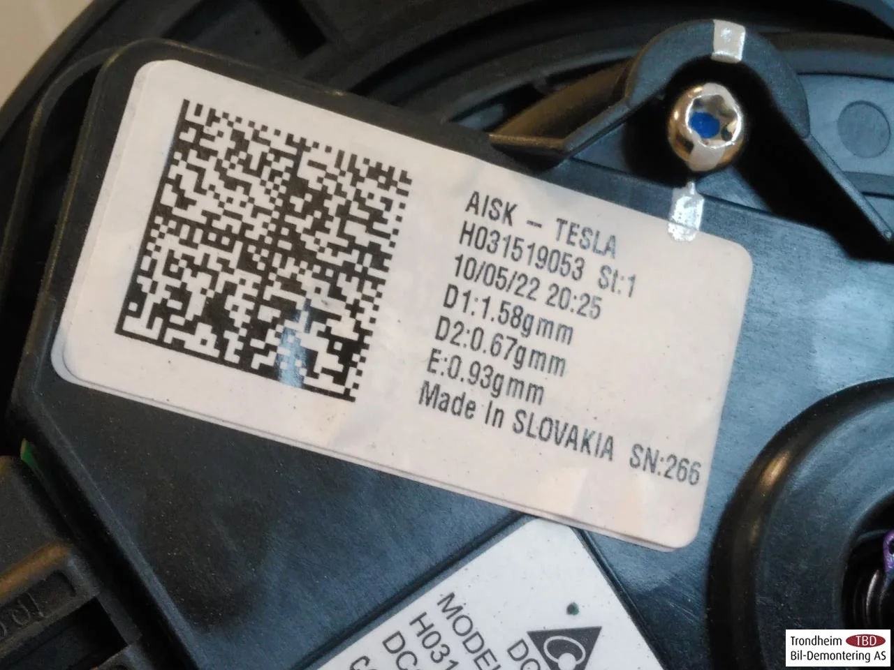 Tesla MODEL Y 2021- Fűtésventilátor motor nézet 3