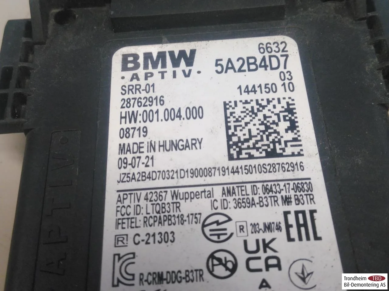 BMW IX3 G08 2021-25 Aktív ütközésvédelem érzékelő nézet 3