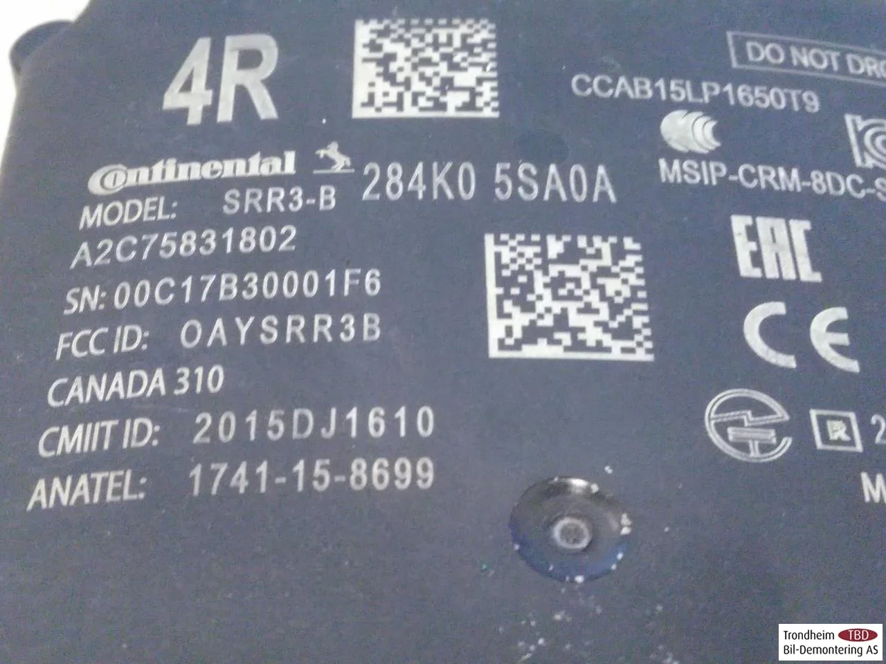 Nissan LEAF 2017-24 Senzor protecție activă la coliziune vedere 3